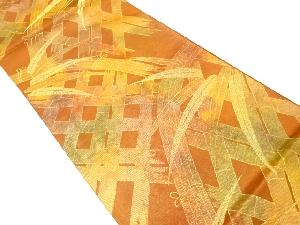 アンティーク 格子に竹笹模様織出し袋帯(着用可)